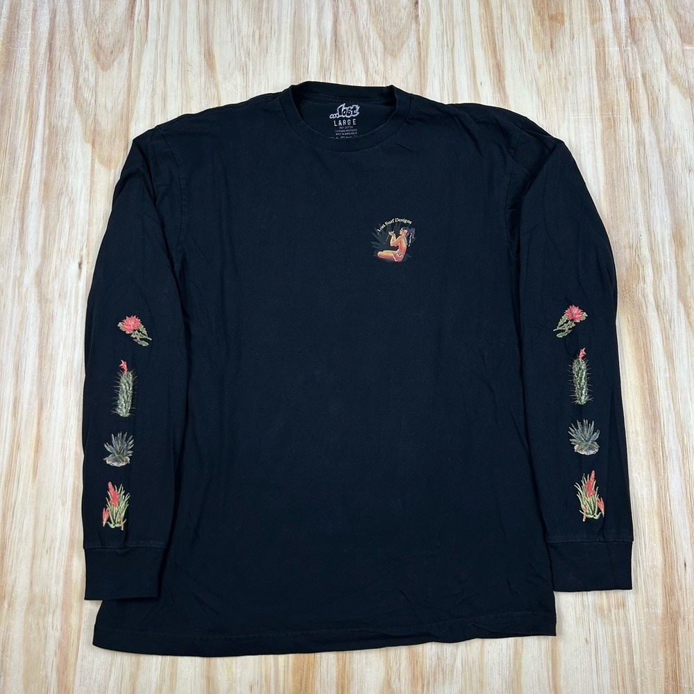 LOST SURFBOARDS Designs Cactus Long Sleeve T Shirt Mens‎ Size Large Black Surf